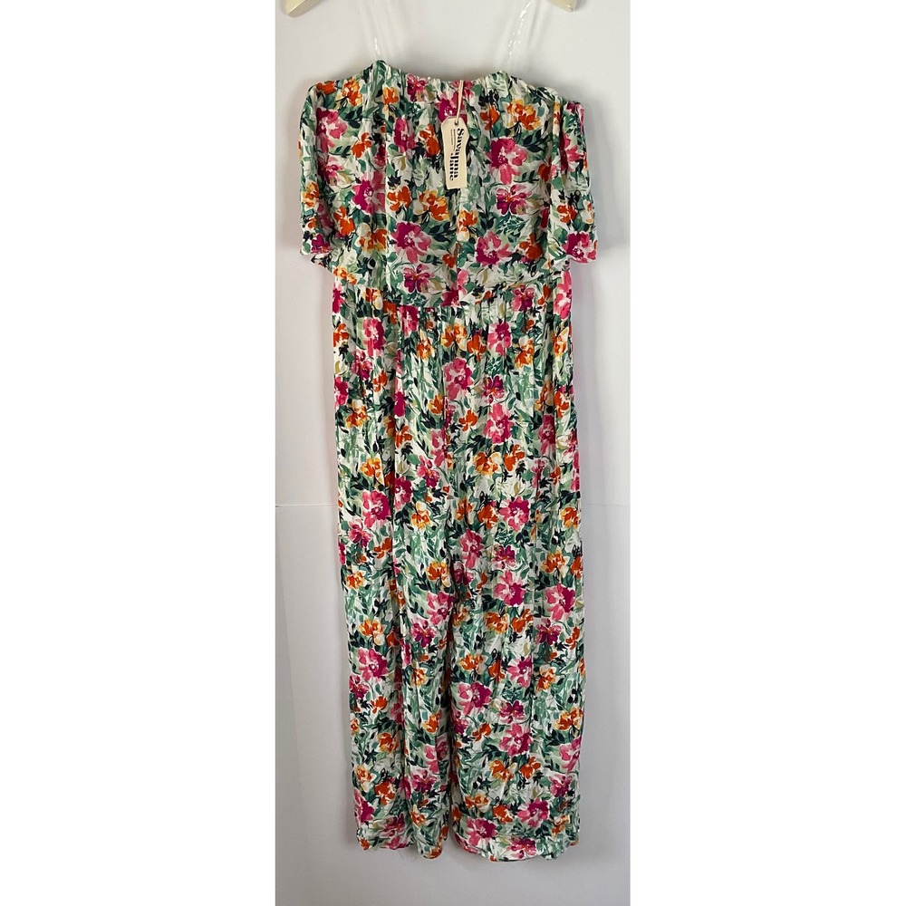 Savanna Jane Womens Floral Off-Shoulder Wide Leg Jumpsuit Multicolor 1X PR10102